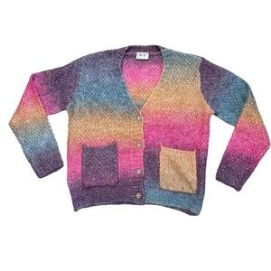 Anna Kay Cardigan Multicolor Ombre Embellished Buttons Wool Blend Size‎ 2